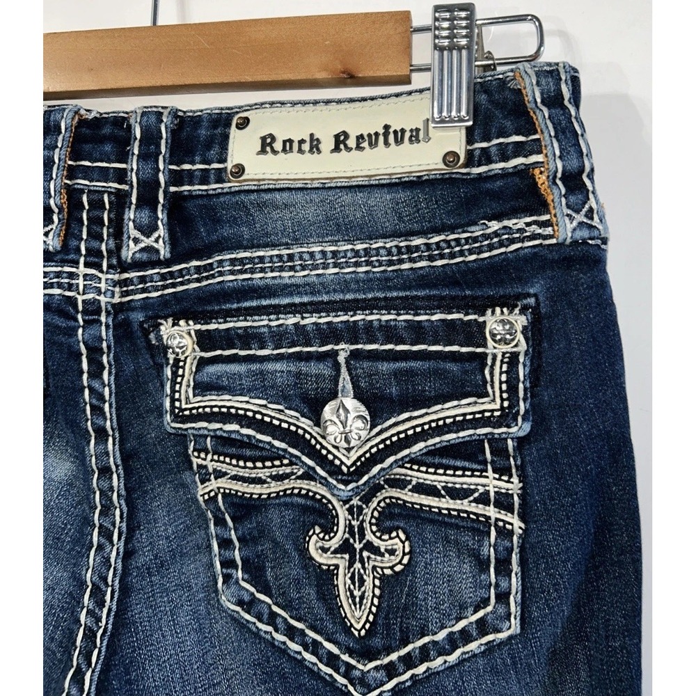 Women's Rock Revival Gladys Boot Jeans Stretch EC Sz 29 Flap Pockets